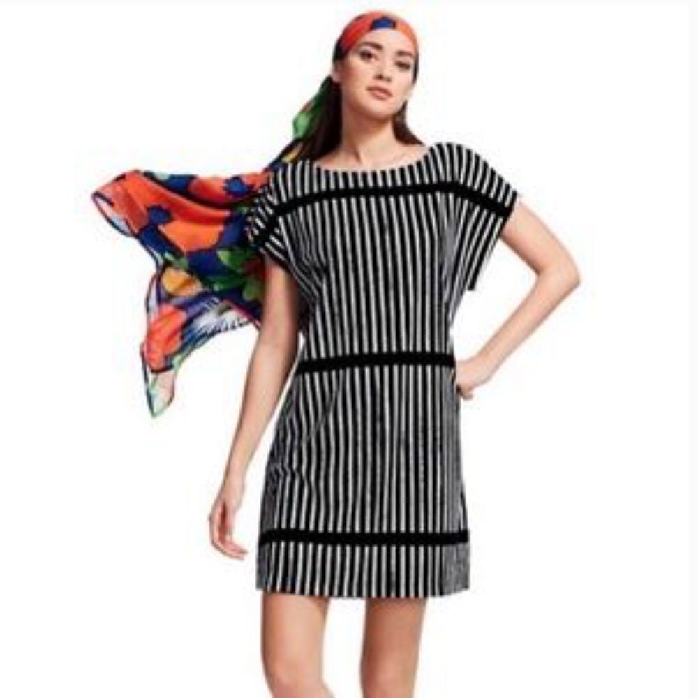 Marimekko black/white striped terry cover up